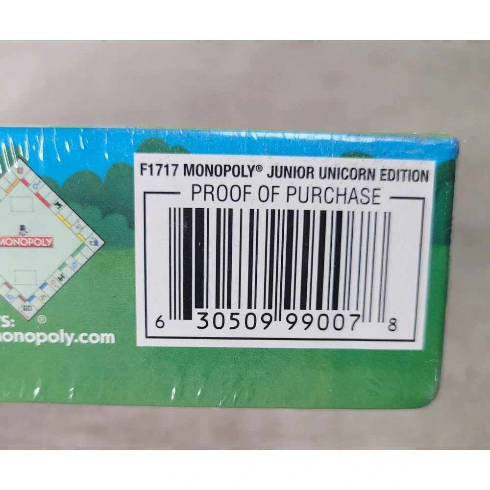 Hasbro Monopoly Junior Unicorn Edition Board Game Kids F1717 New Sealed